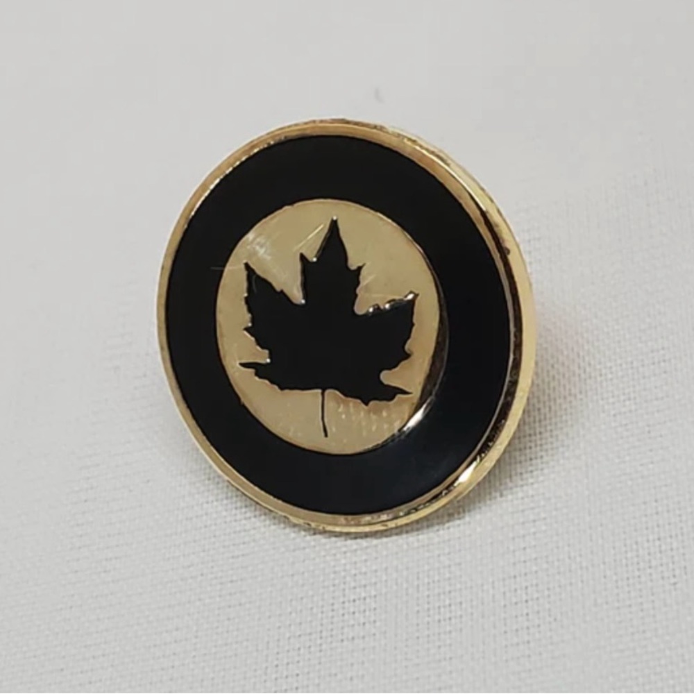 Gold and Black Maple Leaf Pin
